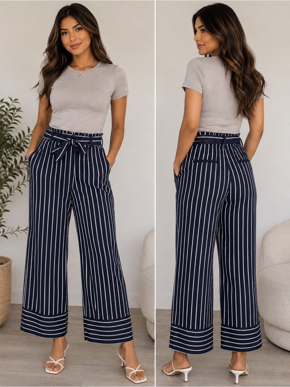 Banana Republic Navy and White Striped pants